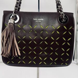 Kate Spade Laser Cut Chain Double Handle Shoulder Leather Bag